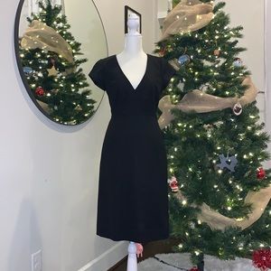 J. Crew Black Midi Wool Dress